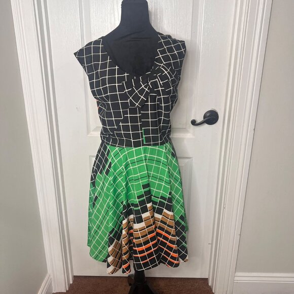 Anthropologie Eva Franco Grid Print Multi-colored Dress Size‎ Large NWT - Picture 8 of 15